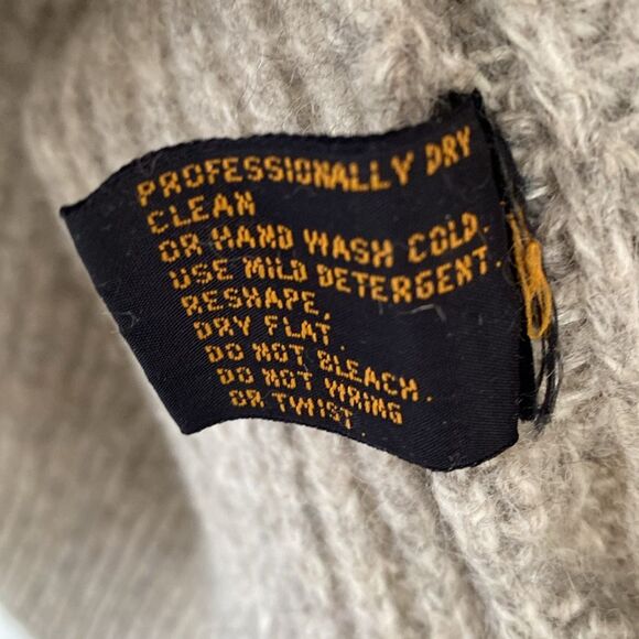 Eddie Bauer Mens sz M Wool Blend Shawl Collar Cable Knit Sweater Gray Fisherman - Picture 4 of 7